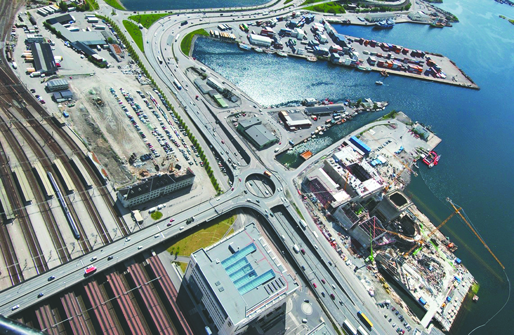 Flyfoto av Bjørvika fra 2004