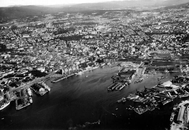 Flyfoto av Bjørvika fra 1937